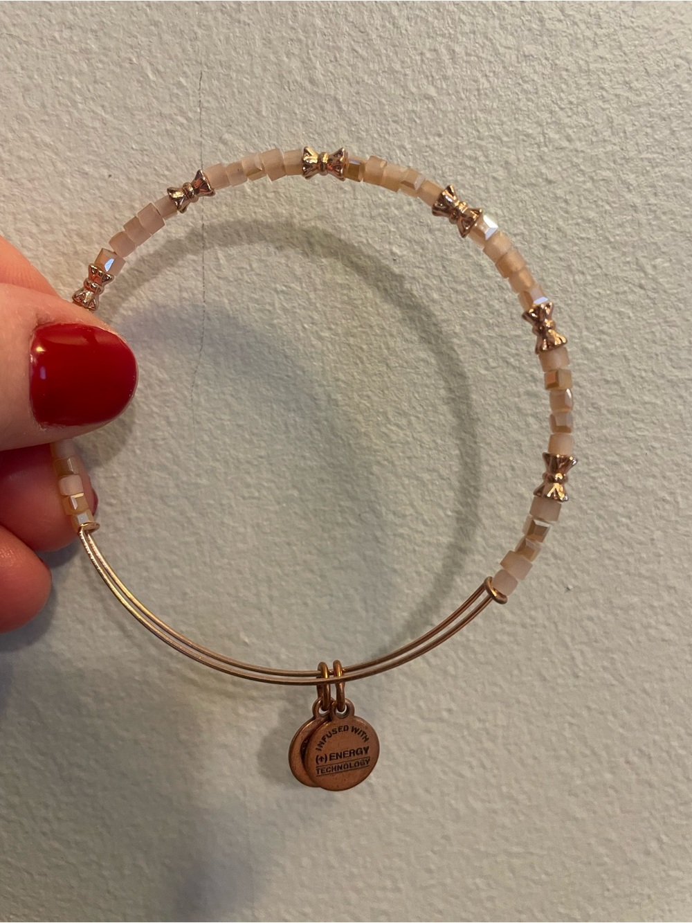 Alex and Ani Rose Gold & Cream Bead Expandable Bracelet